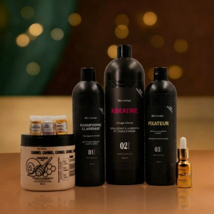 Pack Lissage Kératine 1L + Strong Hair + 3 Boosters Gratuit + Masque Cavimiel 500 ML